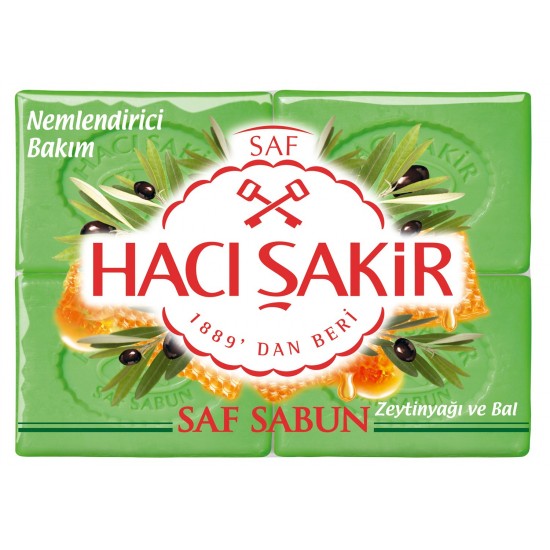 Haci Sakir Pure Soap With Olive Oil And Honey 4x175g - 8693495054584 - BAKKALIM UK