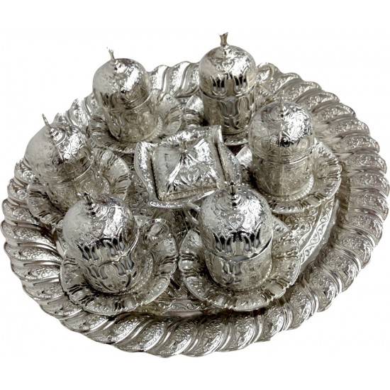 Silver Lux Authentic Ottoman Tulip Patterned Turkish Coffee/ Esspresso Cup Set - 8698268805103 - BAKKALIM UK