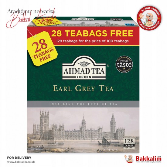 Ahmad Tea 128 Pcs Earl Grey Tagged Teabags - 054881026697 - BAKKALIM UK