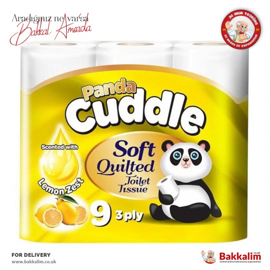 Panda Cuddle Soft Toilet Paper Lemon Scented 9 Rolls - 0745178738569 - BAKKALIM UK