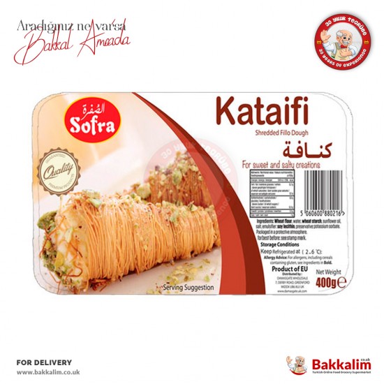 Sofra Kataifi Pastry Threads Shredded Fillo Dough 400 G - 5060600880216 - BAKKALIM UK