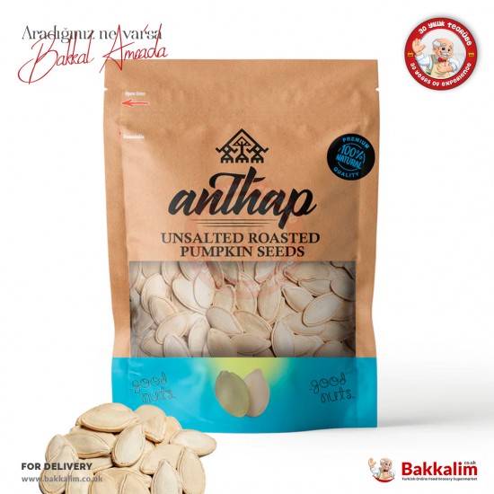 Anthap Pumpkin Seeds Unsalted and Roasted 300 G - 5061016831212 - BAKKALIM UK