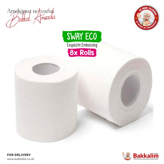 Sway Eco Ultra Soft Virgin Wood Pulp Toilet Paper 8 Rolls - 5065018033001 - BAKKALIM UK