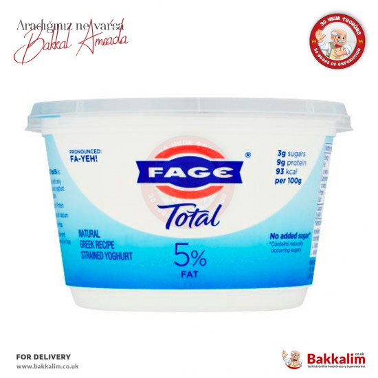 Fage Total %5 Yağlı Doğal Süzme Yunan Yoğurt 450 Gr - 5201054017432 - BAKKALIM UK