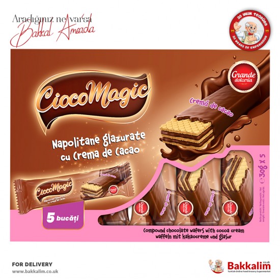Grande Dolceria Cioco Magic Chocolate Wafer with Cocoa Cream 5 Pcs - 59490593510803 - BAKKALIM UK