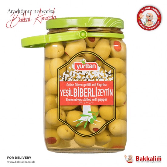 Yurttan Green Olives Stuffed with Pepper N1500 G - 8680419594578 - BAKKALIM UK