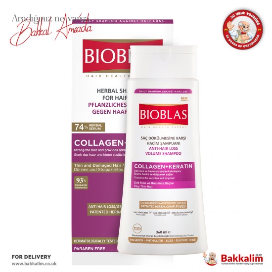 Bioblas Kolajen Ve Keratin Saç Dökülmesine Karşı Hacim Şampuanı 360 Ml - 8680512628484 - BAKKALIM UK