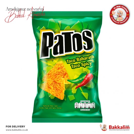 Patos Taco Spicy Flavour Corn Chips Family Size 167 G - 8680782524158 - BAKKALIM UK