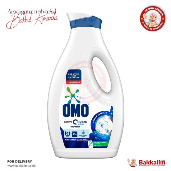 Omo Active Oxygen Liquid Extra Strong Laundry Detergent for White Clothes 1690 ml - 86813130034026 - BAKKALIM UK