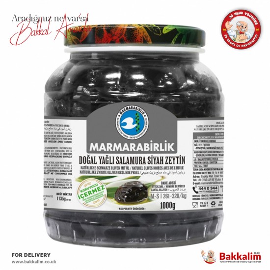 Marmarabirlik M-S Doğal Yağlı Salamura Siyah Zeytin 1000 Gr - 8690103001930 - BAKKALIM UK