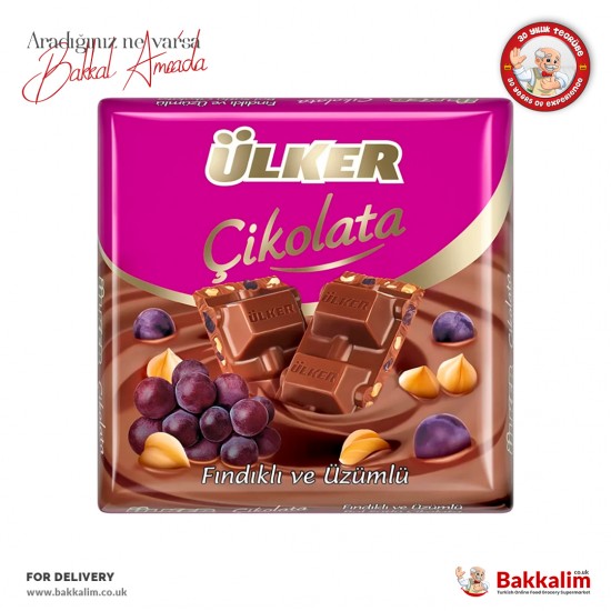 Ulker Milk Chocolate with Hazelnut and Raisin 65 G - 8690504145073 - BAKKALIM UK