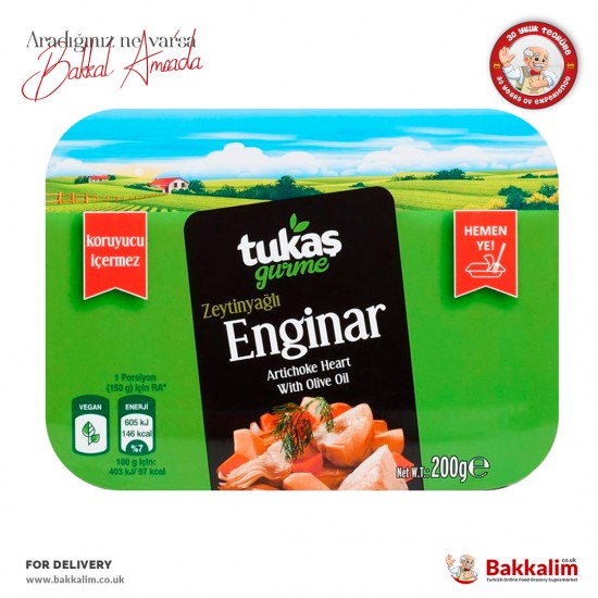 Tukas Gurme Artichoke Heart with Olive Oil 200 G - 8690508601124 - BAKKALIM UK