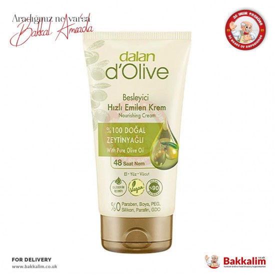 Dalan d'Olive Natural Olive Oil Fast Absorbing Nourishing Cream 60 ml - 8690529009718 - BAKKALIM UK