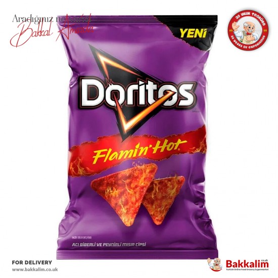 Doritos Flamin Hot Cheese and Hot Pepper Chips 102 G - 8690624203691 - BAKKALIM UK