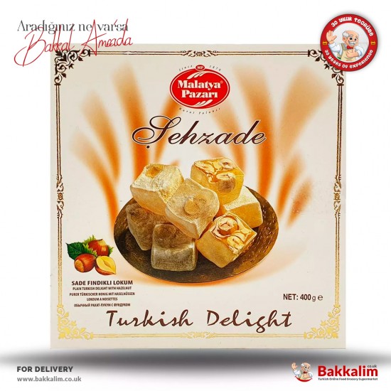 Malatya Pazari Sehzate Plain Turkish Delight with Hazelnut N400 G - 8690985913406 - BAKKALIM UK