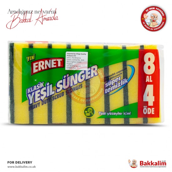 Ernet Klasik Yeşil Sünger 8 Adet - 8691014200917 - BAKKALIM UK