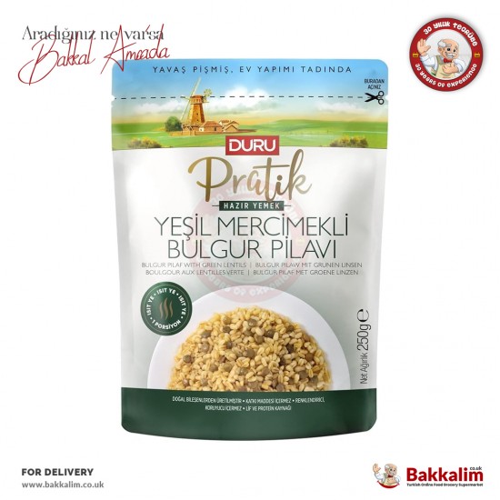 Duru Pratik Bulgur Pilaf with Green Lentils Ready Eat 250 G - 8691440308331 - BAKKALIM UK
