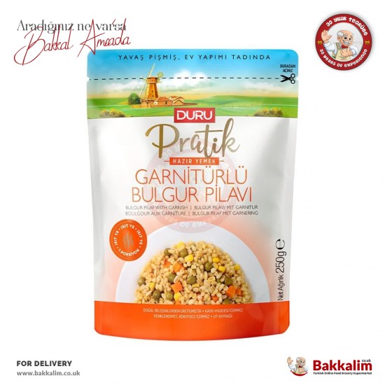 Duru Pratik Bulgur Pilaf with Garnish Ready Eat 250 G - 8691440308348 - BAKKALIM UK