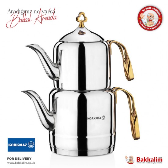 Korkmaz Cintemani Gold 2 lt Tea Pot Set A212 - 8691607002123 - BAKKALIM UK