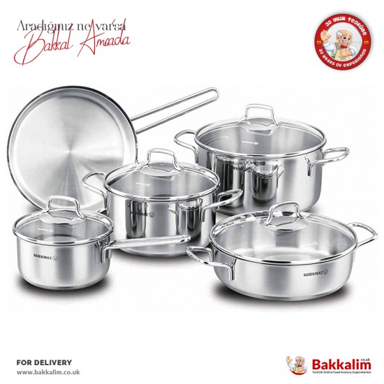 Korkmaz Perla Cookware Set A1609 9 Pcs - 8691607016093 - BAKKALIM UK