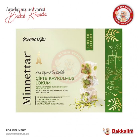 Sekeroglu Minnettar Double Roasted Pistachio Turkish Delight 300 G - 8695820020189 - BAKKALIM UK