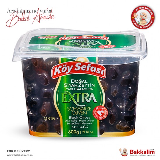 Koy Sefasi Extra Oily Natural Black Olives 600 G - 869659106393 - BAKKALIM UK