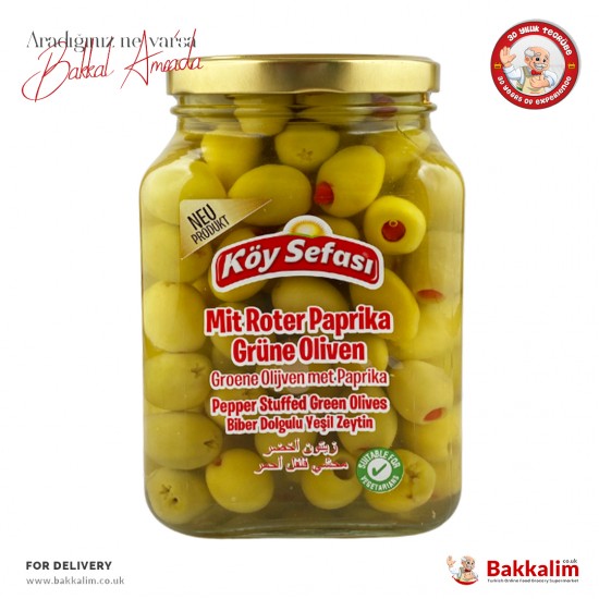 Koy Sefasi Red Pepper Stuffed Green Olives 900 G - 8696591066130 - BAKKALIM UK