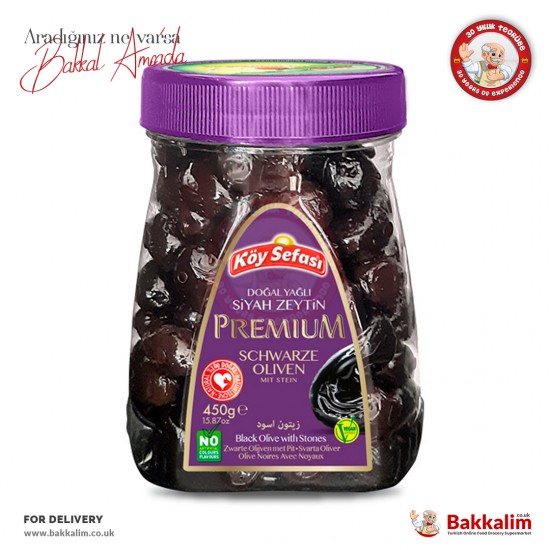 Köy Sefası Premium Gemlik Yağlı Siyah Zeytin 450 Gr - 8696591067151 - BAKKALIM UK