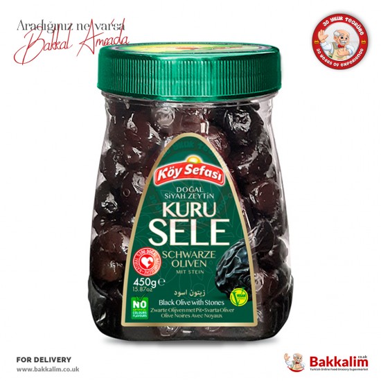 Köy Sefası Gemlik Kuru Sele Siyah Zeytin 450 Gr - 8696591067212 - BAKKALIM UK