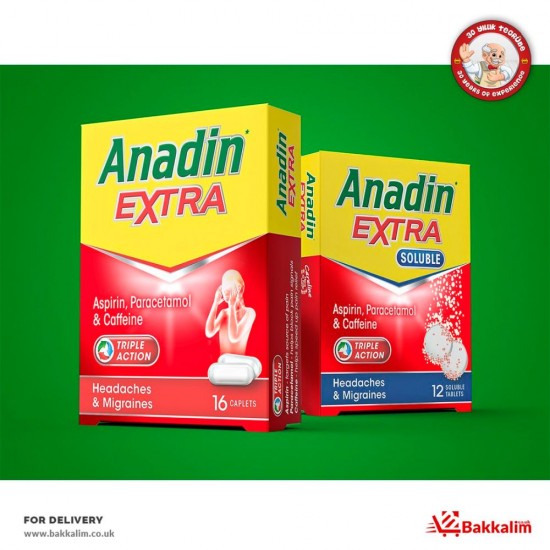 Anadin 12 Adet Extra Aspirin Paracetemol - 5000309007651 - BAKKALIM UK