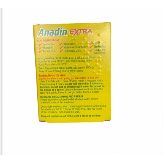 Anadin 12 Adet Extra Aspirin Paracetemol - 5000309007651 - BAKKALIM UK