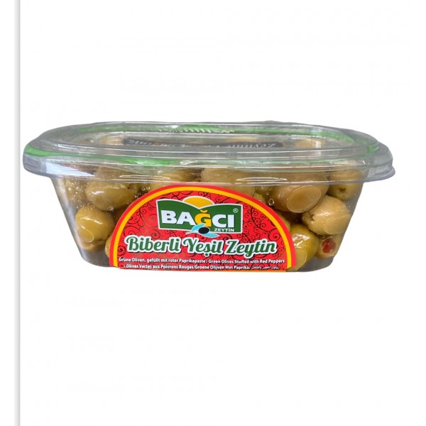 Bagci Green Olives Stuffed With Red Peppers 400g