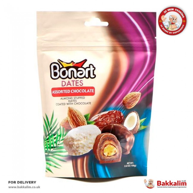 Bonart 100 Gr Assorted Chocolate Almond Stuffed Dates