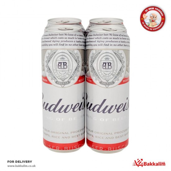 Budweiser 568 Ml 4 Pcs Lager Beer Cans - 5014379004502 - BAKKALIM UK
