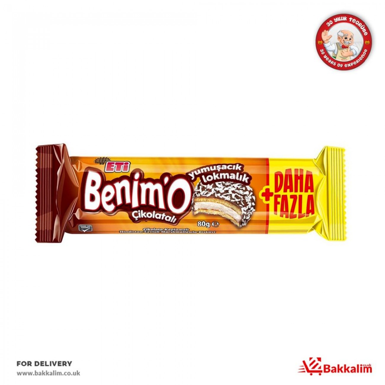 Eti Benim O 80 Gr Chocolate Coated Marshmallow And Coconat Biscuit