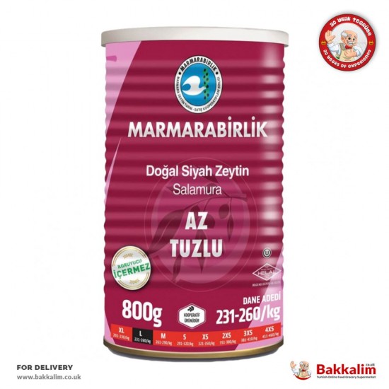 Marmarabirlik L 800 Gr Low Salted Natural Black Olives - 8690103112810 - BAKKALIM UK