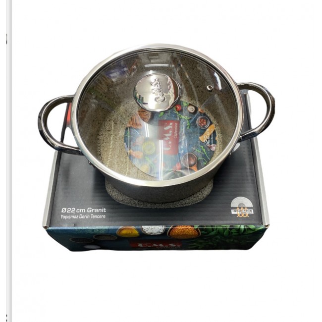 Oms 22cm Granit Casserole, BAKKALIM UK Oms 22cm Granit Casserole