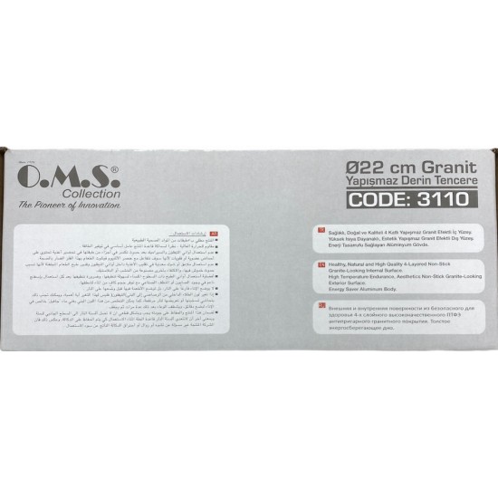 Oms Grey Non-Stick Granite Casserole 22cmx11.5cm - 8680672019351 - BAKKALIM UK