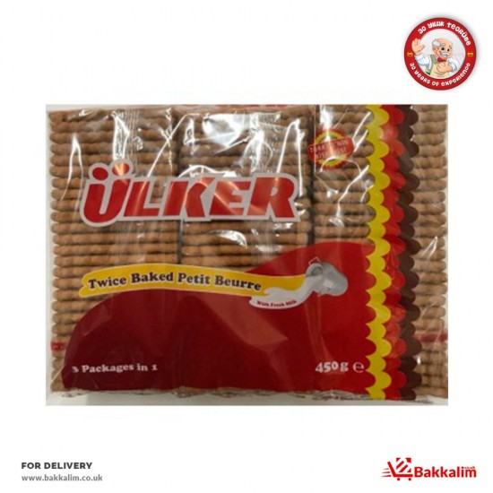 Ulker 450 Gr 3 Pcs Twice Baked Petit Beurre Biscuit - 8690504011712 - BAKKALIM UK