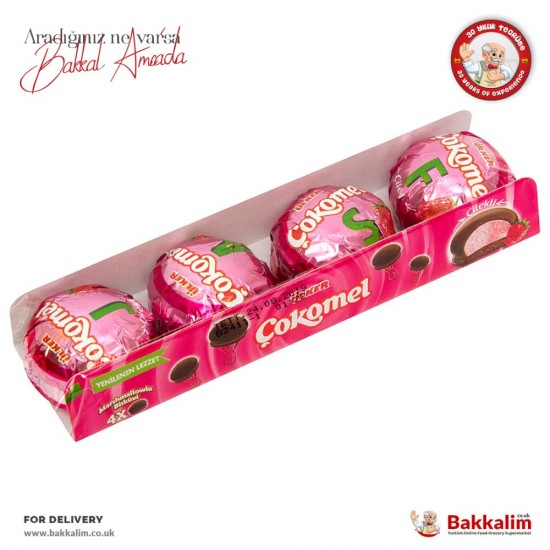 Ulker Cokomel Strawberry Marshmallow Biscuit Coated With Chocolate - 8690504032076 - BAKKALIM UK