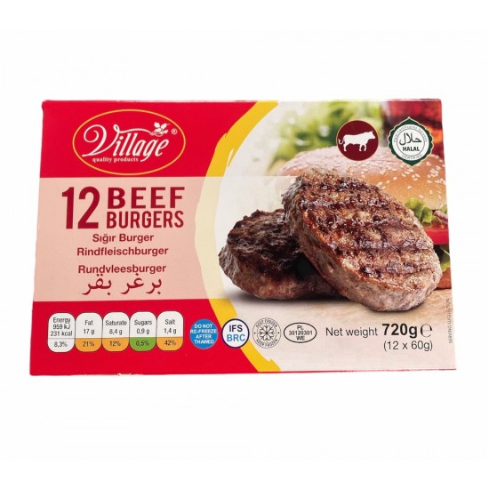 Village 12 Beef Burger 720g - 5055713308559 - BAKKALIM UK