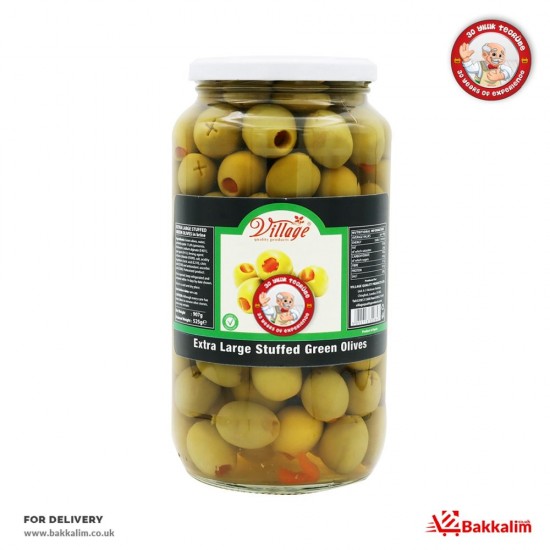 Village 907 Gr Extra Large Stuffed Green Olives - 5055713300843 - BAKKALIM UK