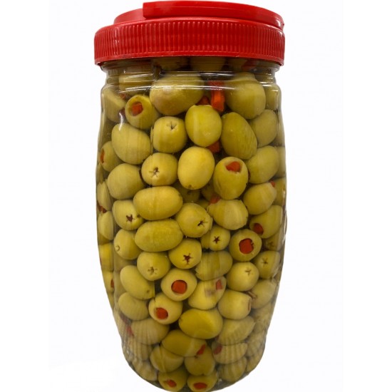Bagci  2500 Gr Green Olives Stuffed With Red Pepers - 8695336108791 - BAKKALIM UK