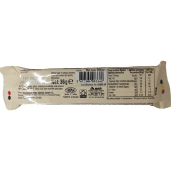 Ulker Viva White Chocolate With Dark Biscuits And Caramel Filled 36g